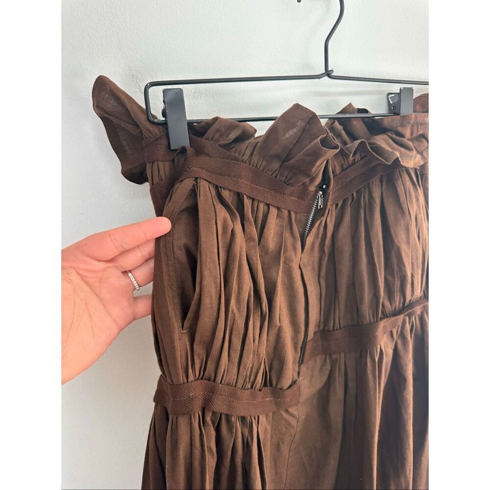 Yohji Yamamoto Women’s Vintage Y2K Brown Pleated Asymmetrical Ruffle Waist Cotto - Picture 12 of 12